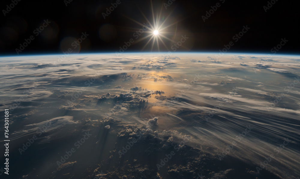 Sunrise Over Earth's Horizon from the International Space Station - obrazy, fototapety, plakaty 