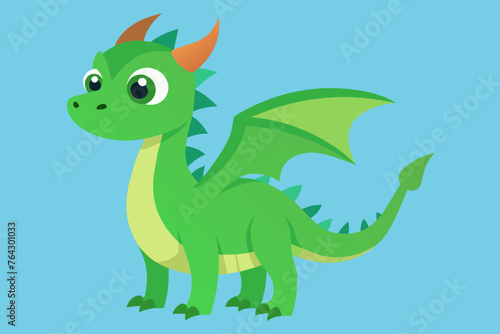 Baby green dragon vector illustration