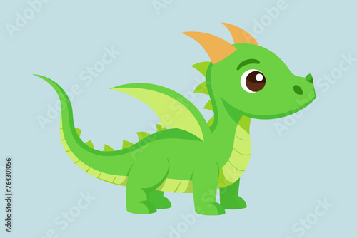 Baby green dragon vector illustration