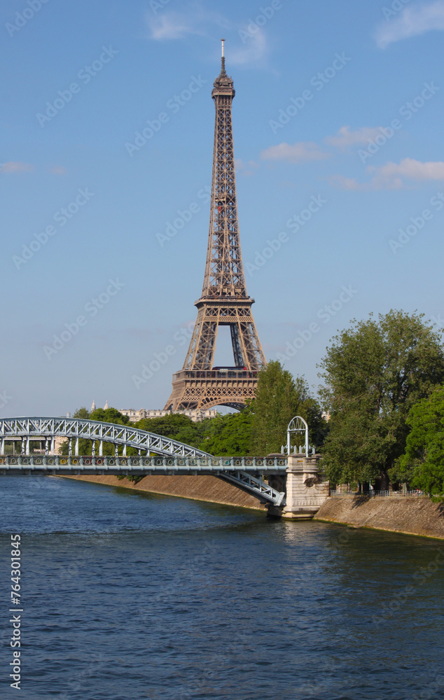 Fototapeta premium View on Eiffel Tower, Seine River, Center of Paris, France