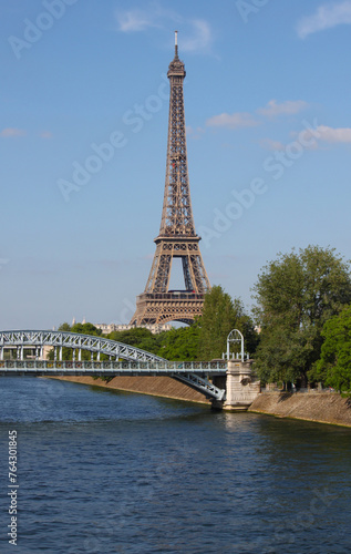View on Eiffel Tower, Seine River, Center of Paris, France