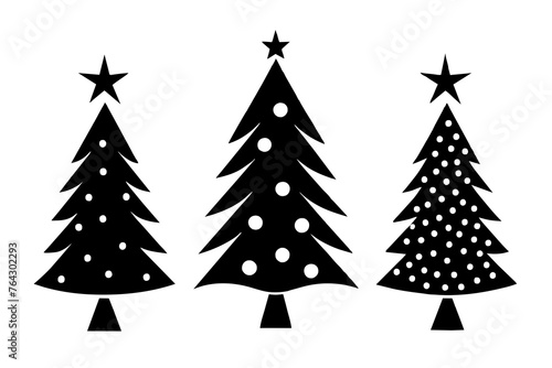 Christmas tree set silhouette vector illustration
