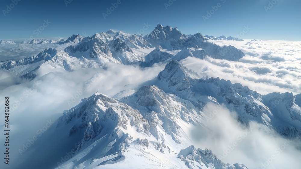 Snow-Covered Mountain Range