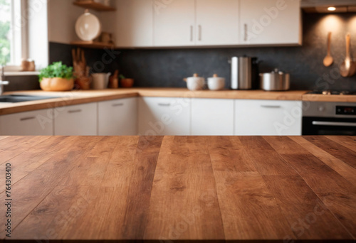 Wooden Countertop in Kitchen Near Window The natural light coming through the window highlights the grains of the wood  creating a cozy atmosphere.