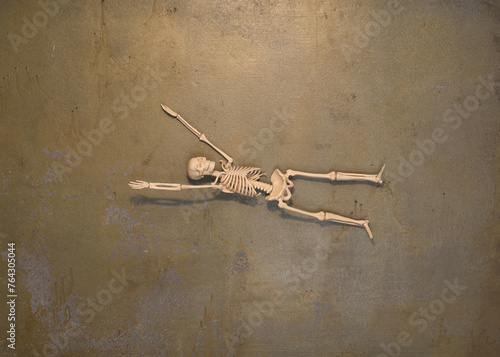 human skeleton on old concrete