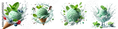 mint ice cream splash isolated png