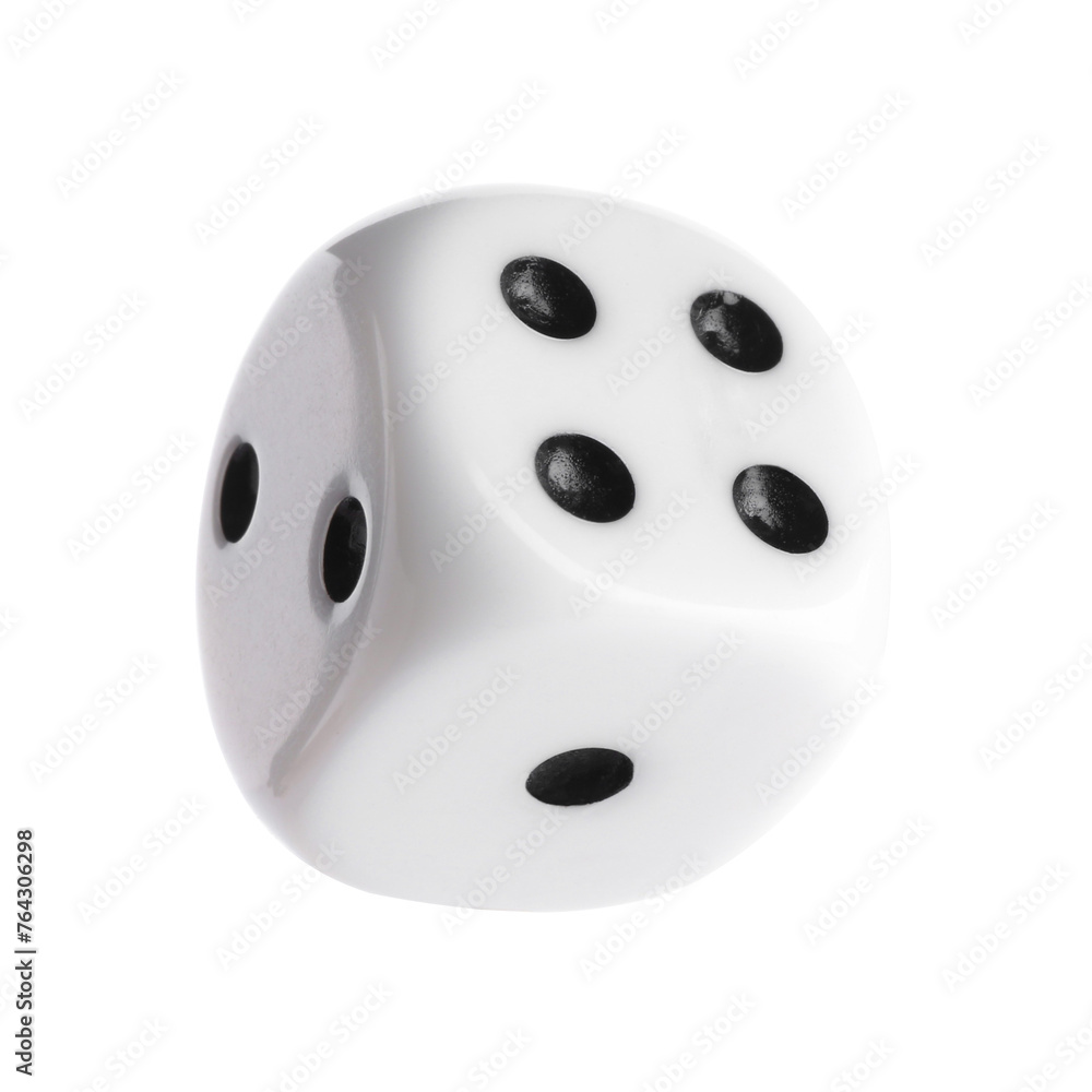 One plastic game dice isolated on white One plastic game dice isolated on white