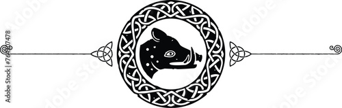 Elegant Celtic Symbols Header - Spiral, Triquetra, Knot Ring, Boar Head