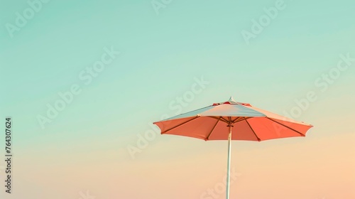 A minimalist beach umbrella against a gradient sky AI generated illustration