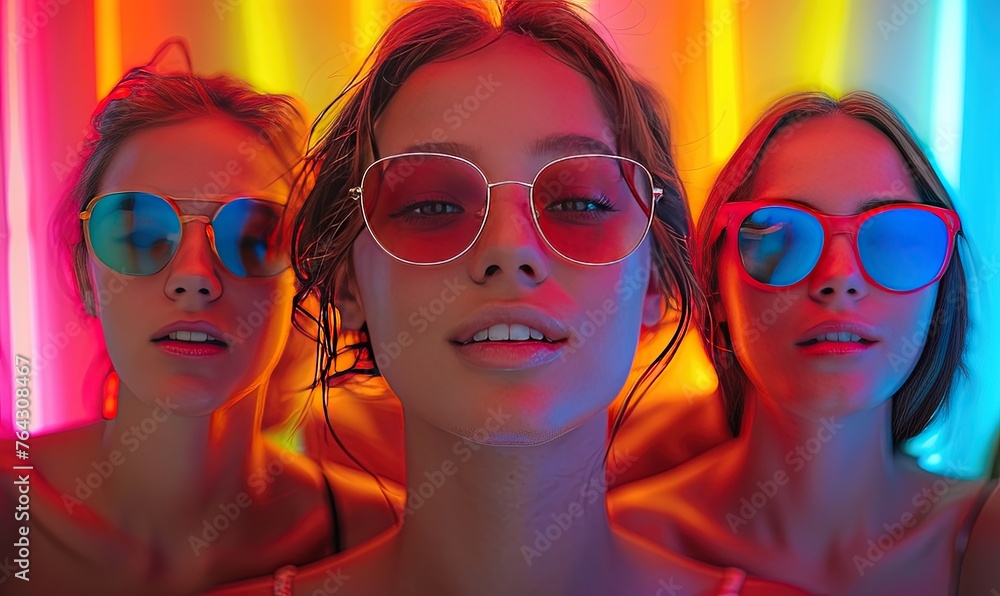 Collage made of close-up portrait of young people of different age, gender and nationality, smiling against multicolored background in neon light. Happiness. Concept of human emotions, youth Collage made of close-up portrait of young people of different age, gender and nationality, smiling against multicolored background in neon light. Happiness. Concept of human emotions, youth