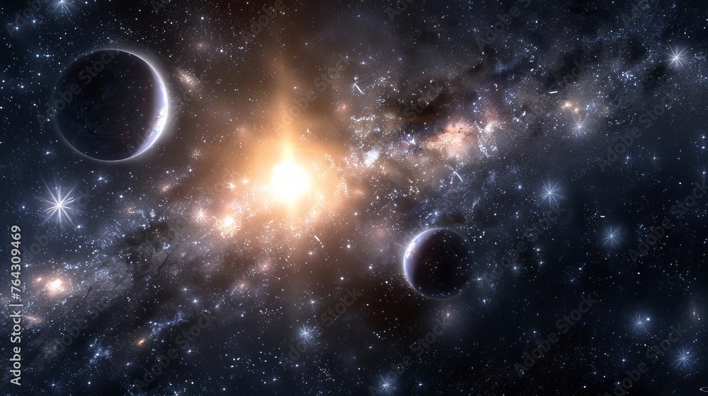 A serene view of a binary star system AI generated illustration A serene view of a binary star system AI generated illustration