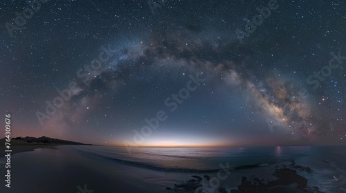 A serene view of the Milky Way galaxy stretching across the horizon AI generated illustration