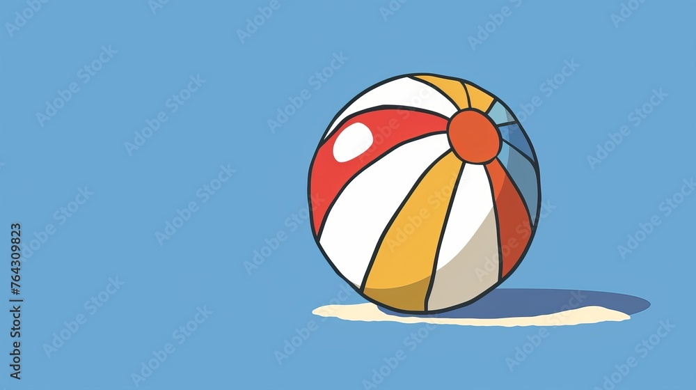 A simple outline of a beach ball against a blue sky AI generated illustration
