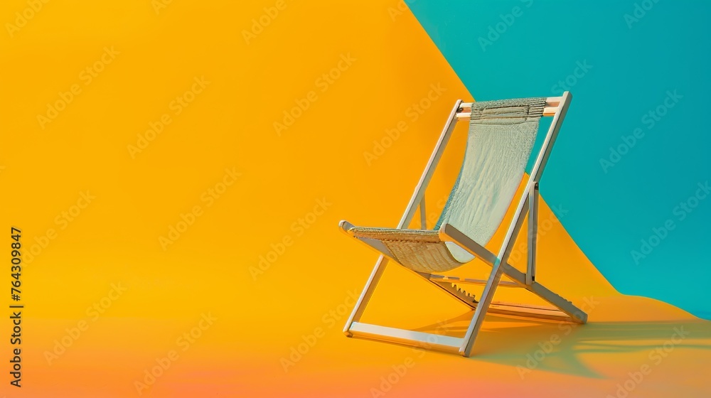 A simple outline of a beach chair against a colorful backdrop AI generated illustration A simple outline of a beach chair against a colorful backdrop AI generated illustration