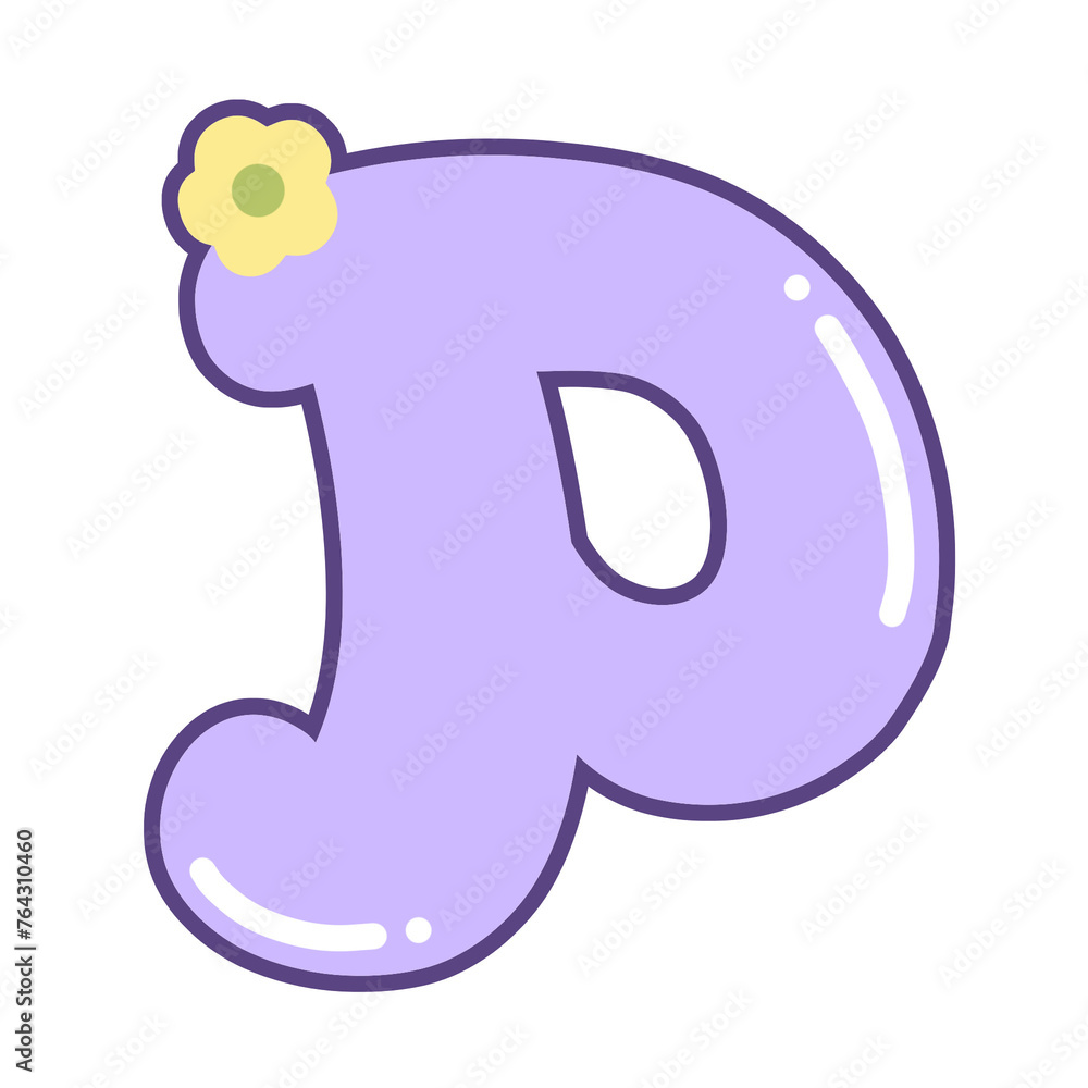 Cute purple Alphabet Letter P