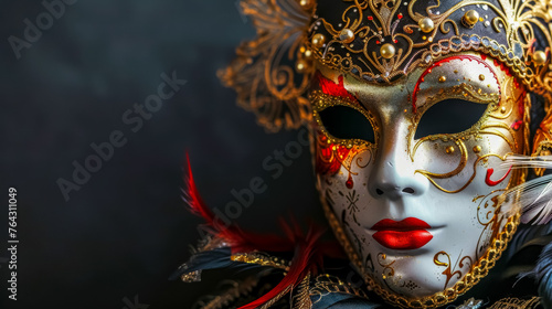 Elegant venetian mask on dark background