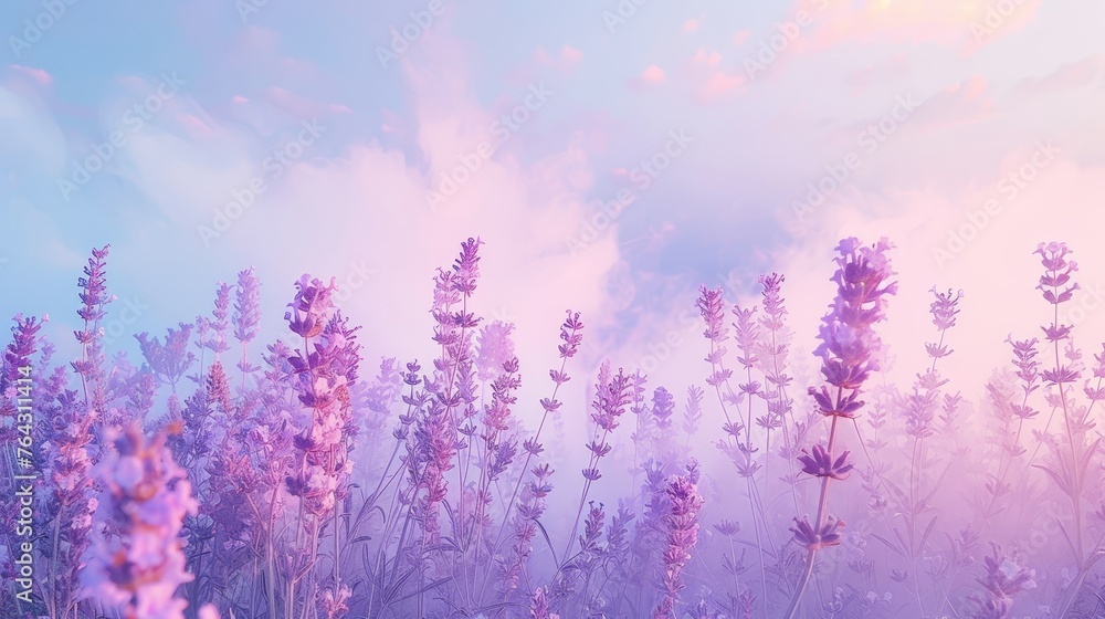 Fototapeta premium Dreamy daydreams in pastel hues of lavender and sky AI generated illustration