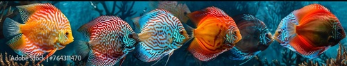 Marine exotic bright colored fish background.