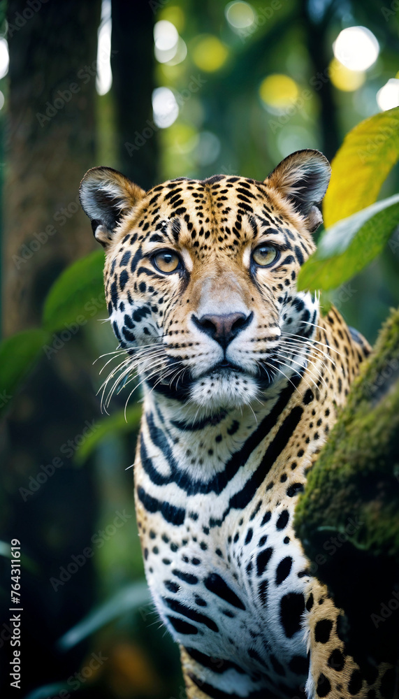 Obraz premium Jaguar primer plano en la naturaleza