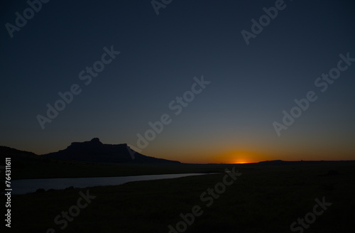 Sunset with mountain 