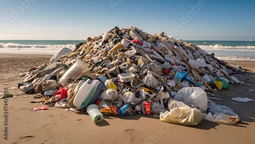 海に捨てられた大量のゴミ,Generative AI  photo