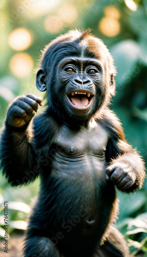 Gorila bebé primer plano en la naturaleza