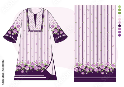 Girls dress illustration with floral print design