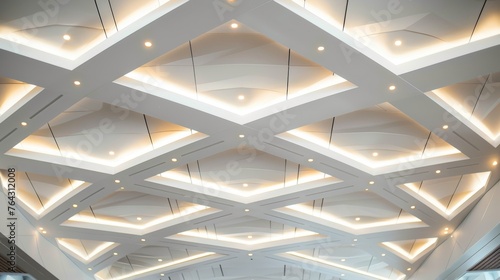 Low angle view of a conference room ceiling AI generated illustration