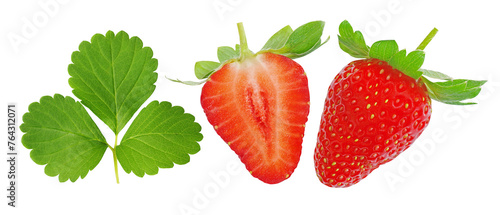 Fresh strawberry with strawberry leaves
