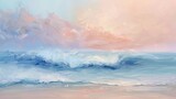Gentle pastel waves washing over a serene scene  AI generated illustration
