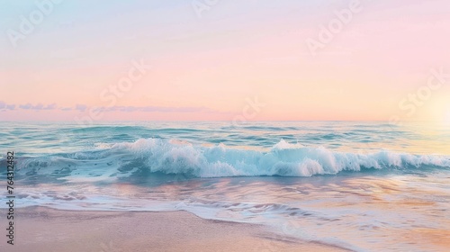 Gentle pastel waves washing over a serene seascape AI generated illustration