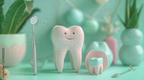 3D Clay Dental Equipment Icon on Pastel Gradient Background