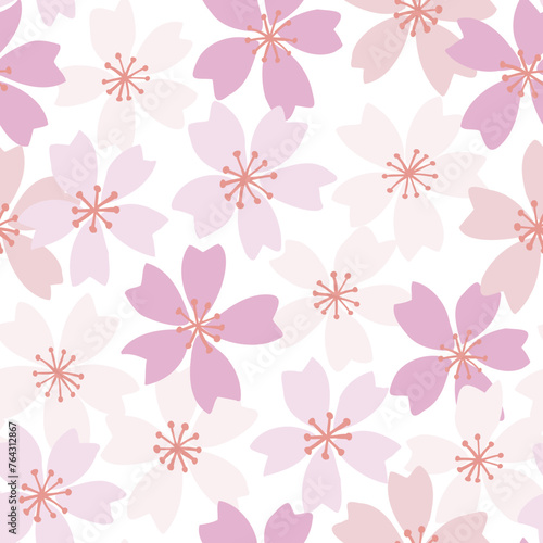 Cherry Blossom and Flower seamless pattern. Vector illustration for card, banner, invitation, social media post, poster, mobile apps, advertising.
