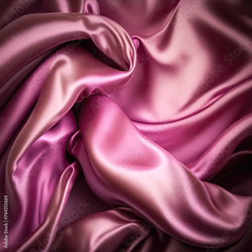 Pink abstract shiny plastic silk or satin wavy background photo