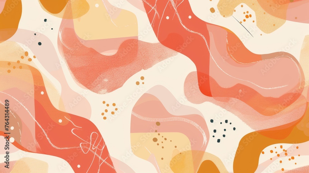 Warm peach and coral tones in a fun and funky abstract design for a modern look AI generated illustration