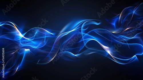 Futuristic Dark Blue Wave Line Background with Glowing Light Effect Generative AI