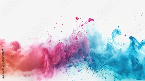 Multicolored powder explosion on white background