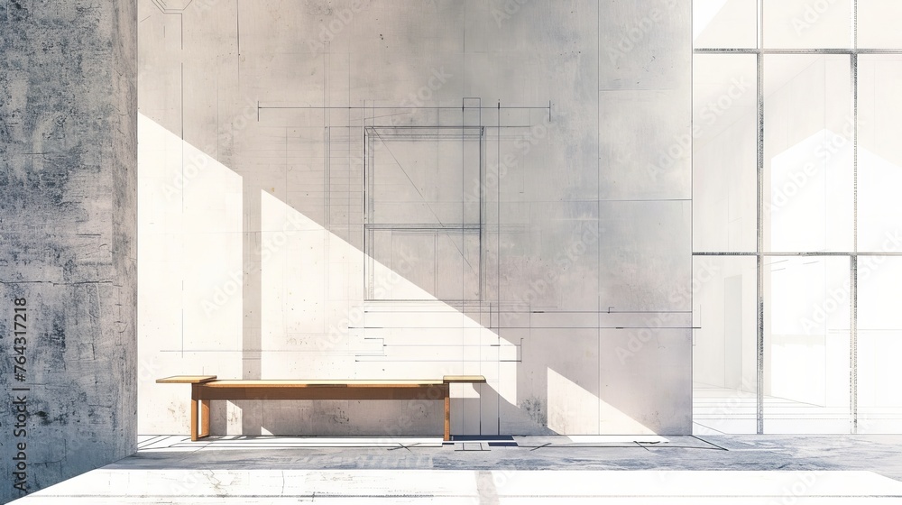Minimalistic design inspired by architectural blueprints AI generated illustration Minimalistic design inspired by architectural blueprints AI generated illustration