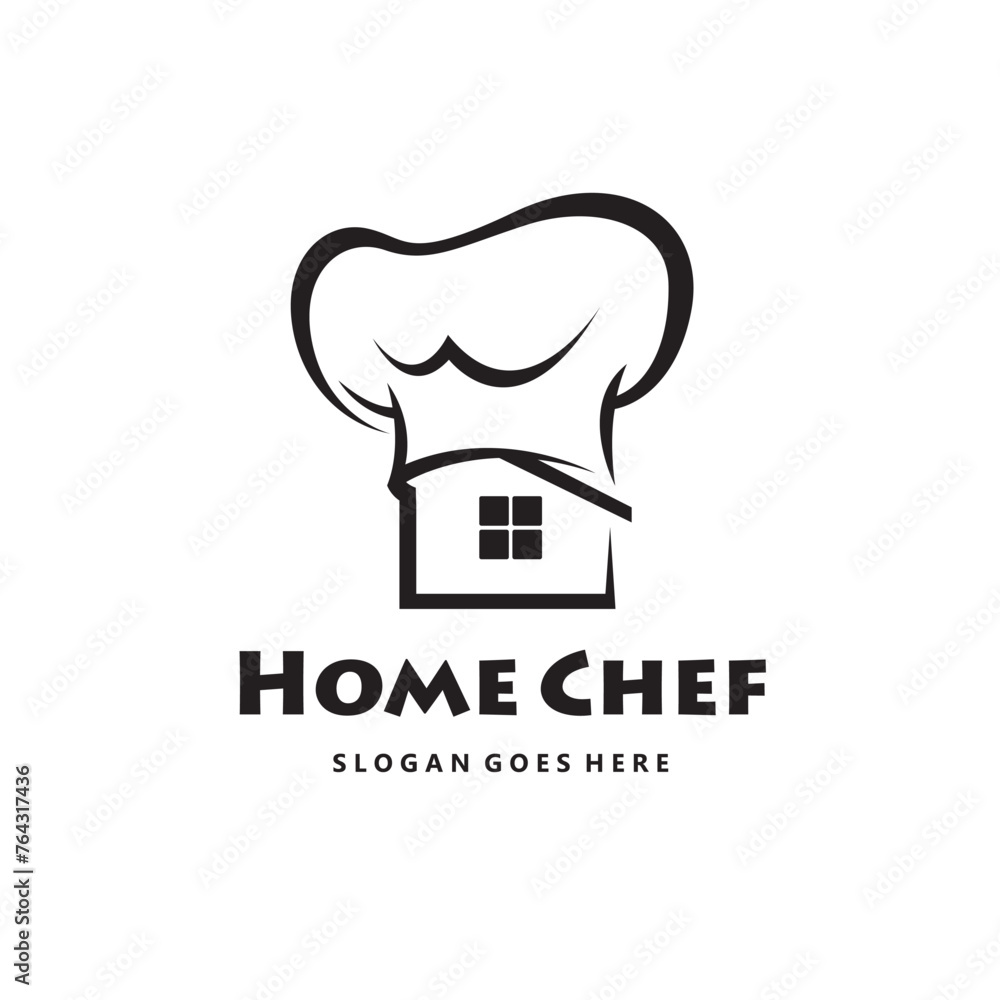 monochrome home chef icon with hat isolated on white background monochrome home chef icon with hat isolated on white background