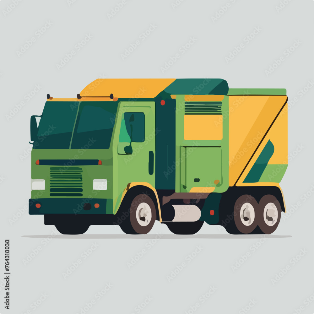 Garbage truck vector illustration of a vehicle flat