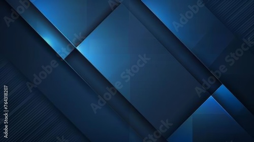 Dark Blue Abstract Geometry Shine and Layer Elements on Blue Background for Presentation Design Generative AI