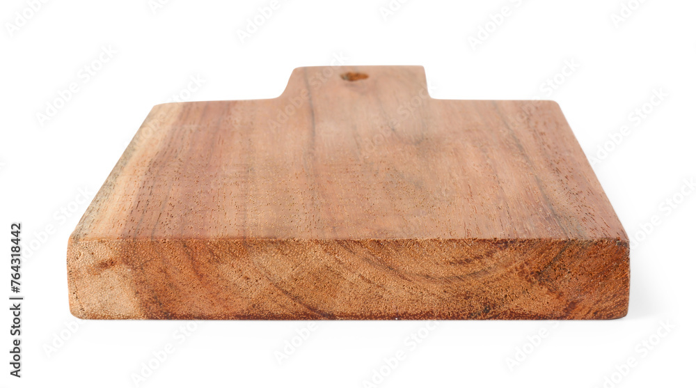Fototapeta premium One wooden cutting board on white background
