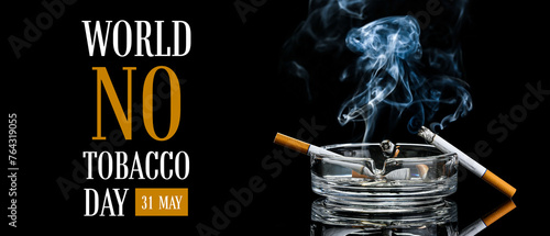 Ash tray with burning cigar...