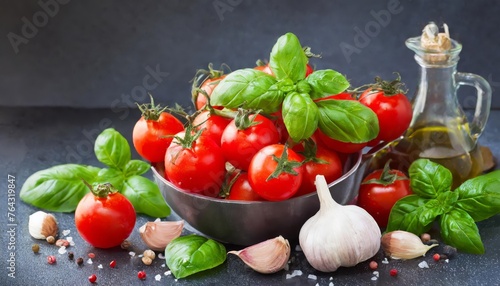 Generated image of cherry tomatoes with herbs