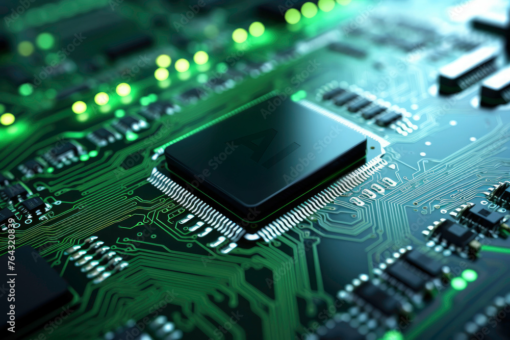 Artificial intelligence chip. AI technology concept. New tech research. Development of ecology and sustainability. Futuristic technology Artificial intelligence chip. AI technology concept. New tech research. Development of ecology and sustainability. Futuristic technology