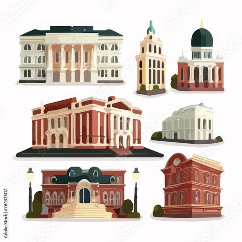 Government buildings for city illustration flat vec