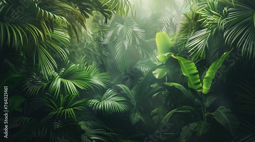 Background of tree bushes in a forest. Deep tropical jungles. photo