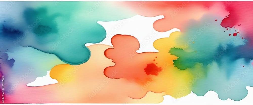 Fototapeta premium Colored watercolor spots bright background. Template, banner, copy space.