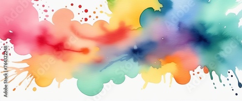 Colored watercolor spots bright background. Template  banner  copy space.
