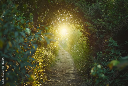 Forest Pathway with Sunlight